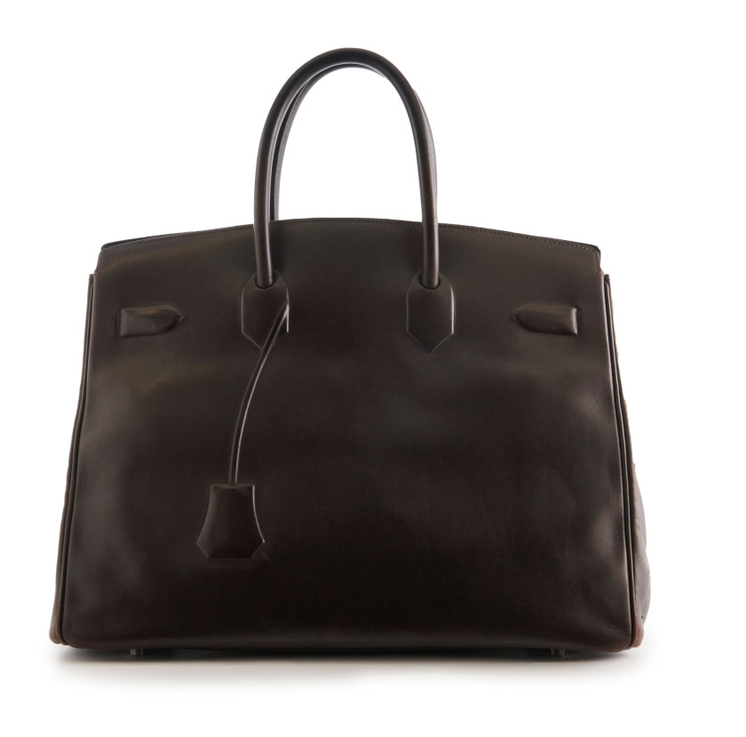 HERMÈS Édition Limitée 2009  Sac BIRKIN SHADOW 35  Veau Evercalf Ébène  BIRKIN SHADOW 35 bag Ébène Evercalf leathe...