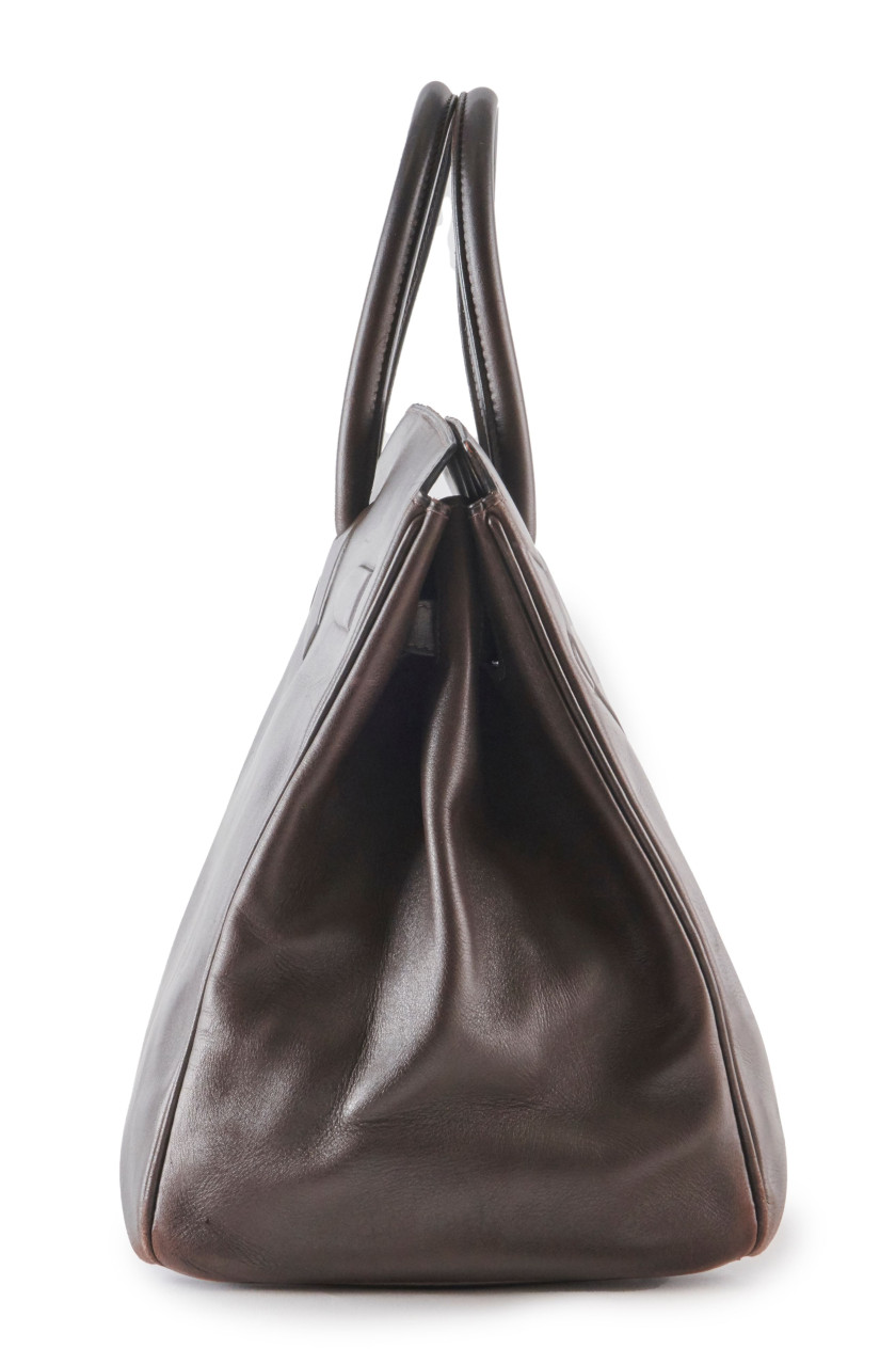 HERMÈS Édition Limitée 2009  Sac BIRKIN SHADOW 35  Veau Evercalf Ébène  BIRKIN SHADOW 35 bag Ébène Evercalf leathe...