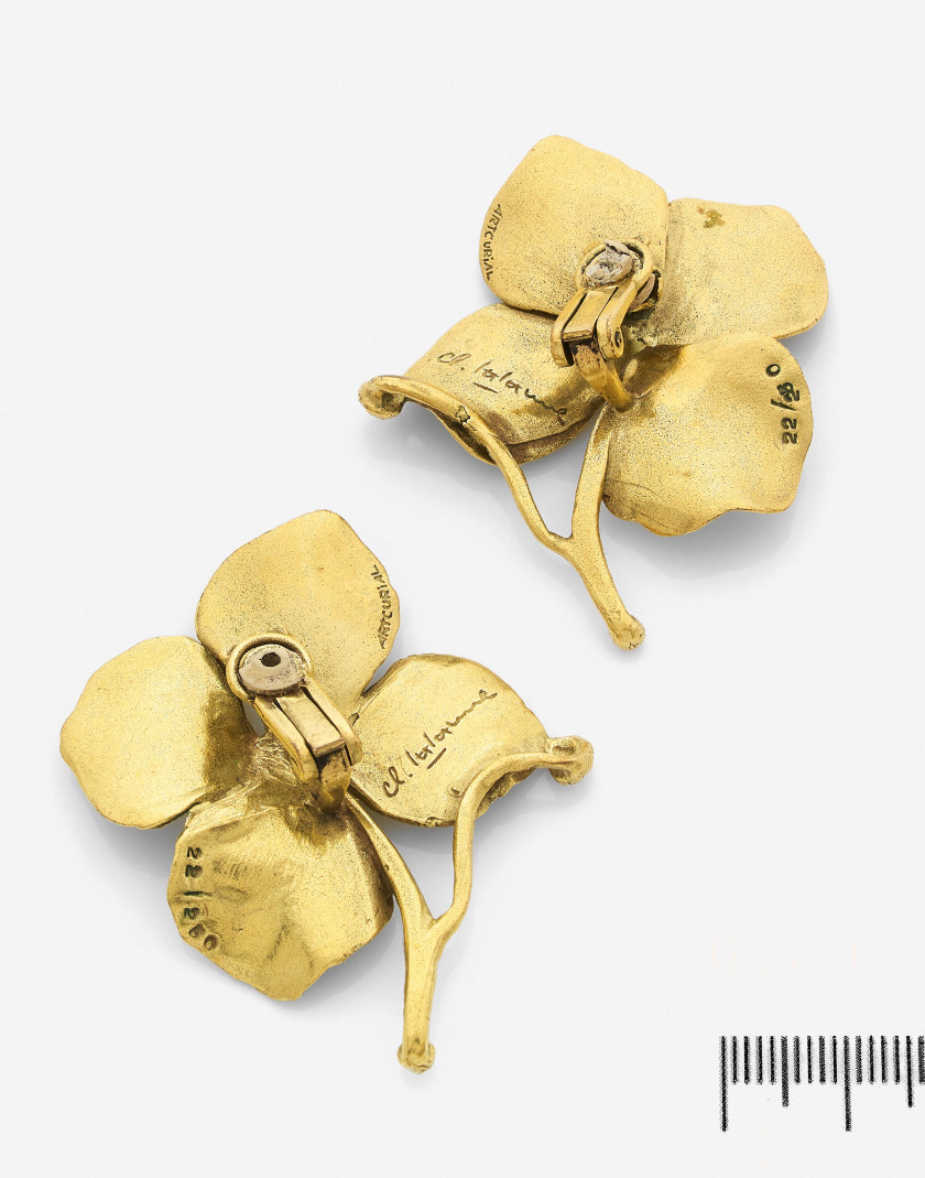 Claude LALANNE (1925-2019)  Paire de clips d'oreilles "Entrelacs"