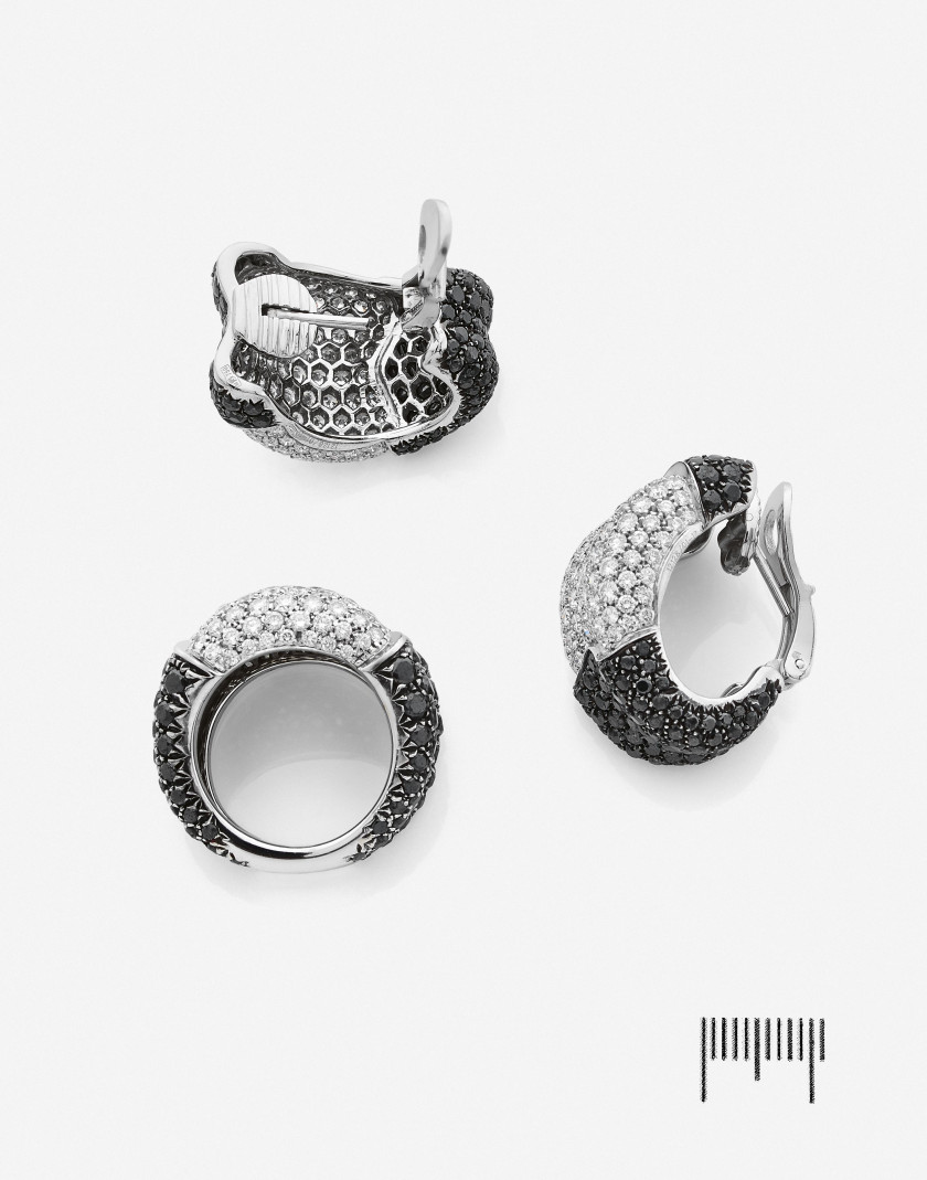 DE GRISOGONO  Bague et paire de clips d'oreilles
