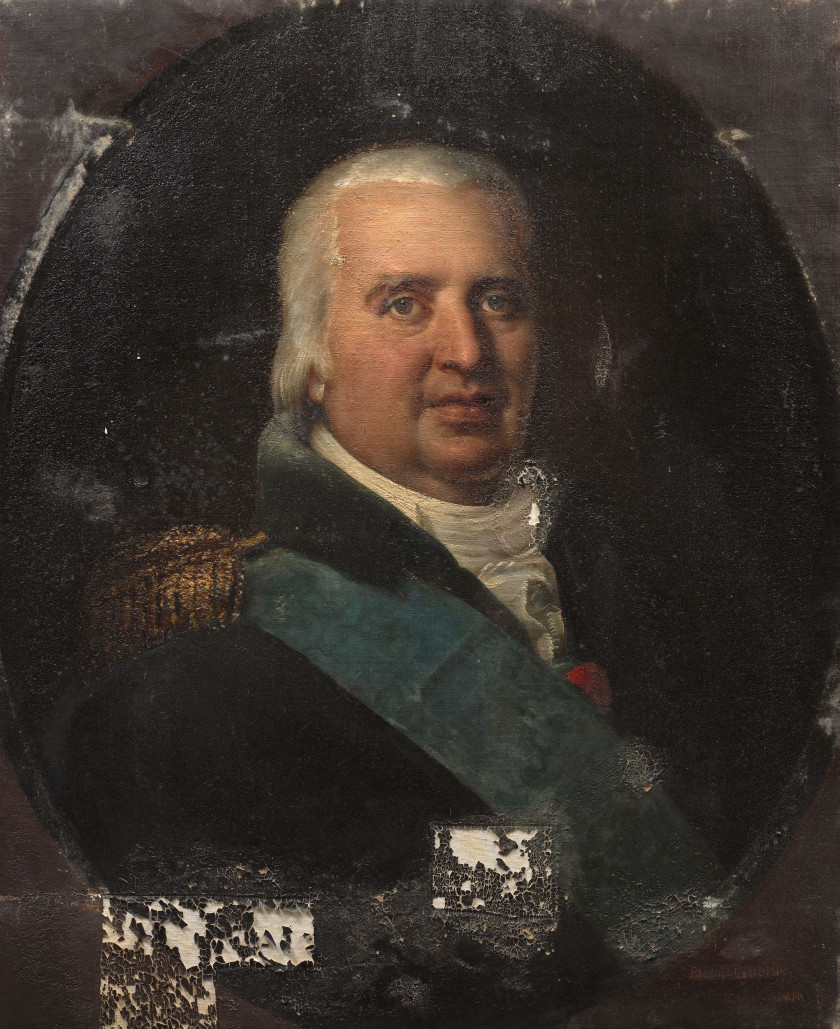 École française du début du XIXe siècle  Portrait en buste de Louis XVIII, roi de France