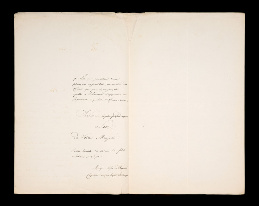 JUNOT D’ABRANTÈS (Alfred)  Lettre manuscrite du marquis Alfred d’Abrantès adressée au roi Louis-Philippe Ier.  Paris, 29 mars 1845.