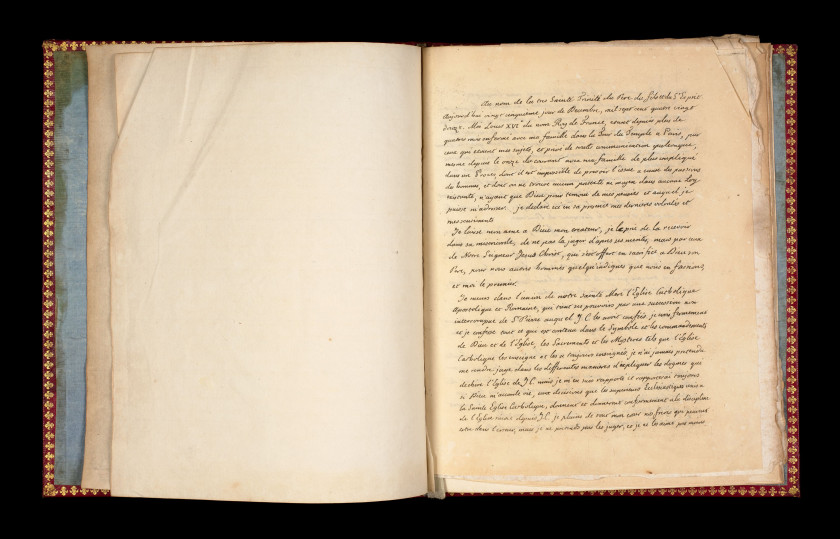 [MANUSCRIT]  Fac-similé du testament de Louis XVI et de la dernière lettre de Marie-Antoinette.  1816.