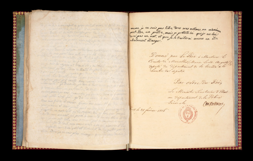 [MANUSCRIT]  Fac-similé du testament de Louis XVI et de la dernière lettre de Marie-Antoinette.  1816.