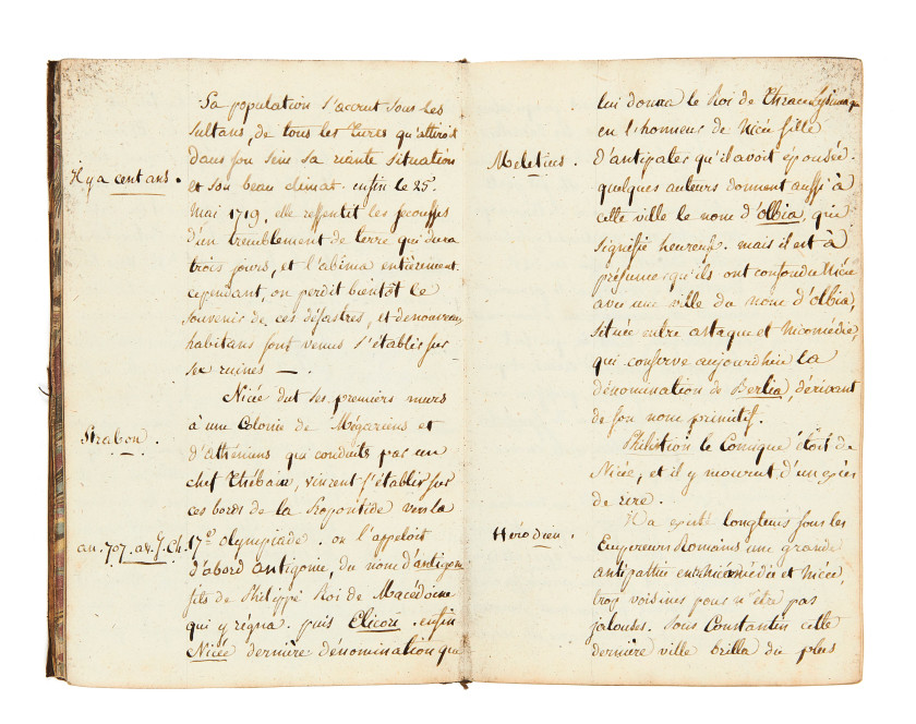 [MANUSCRIT.- MARCELLUS (Lodoïs de Martin du Tyrac de)] Manuscrit intitulé "Notice sur les villes de Nicomédie, et de Nicée " puis "...