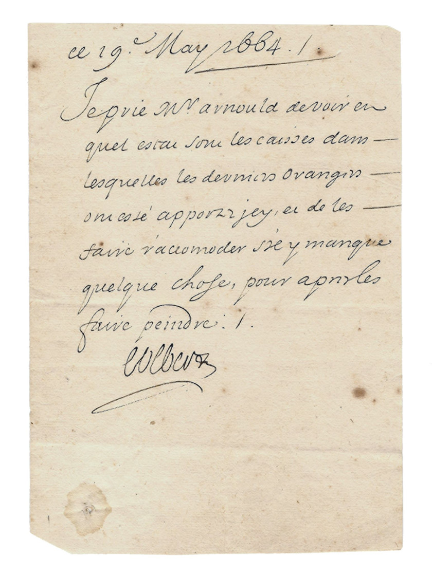 COLBERT (Jean-Baptiste) Lettre signée au bailli de Seignelay.  Paris, 26 mai 1657.