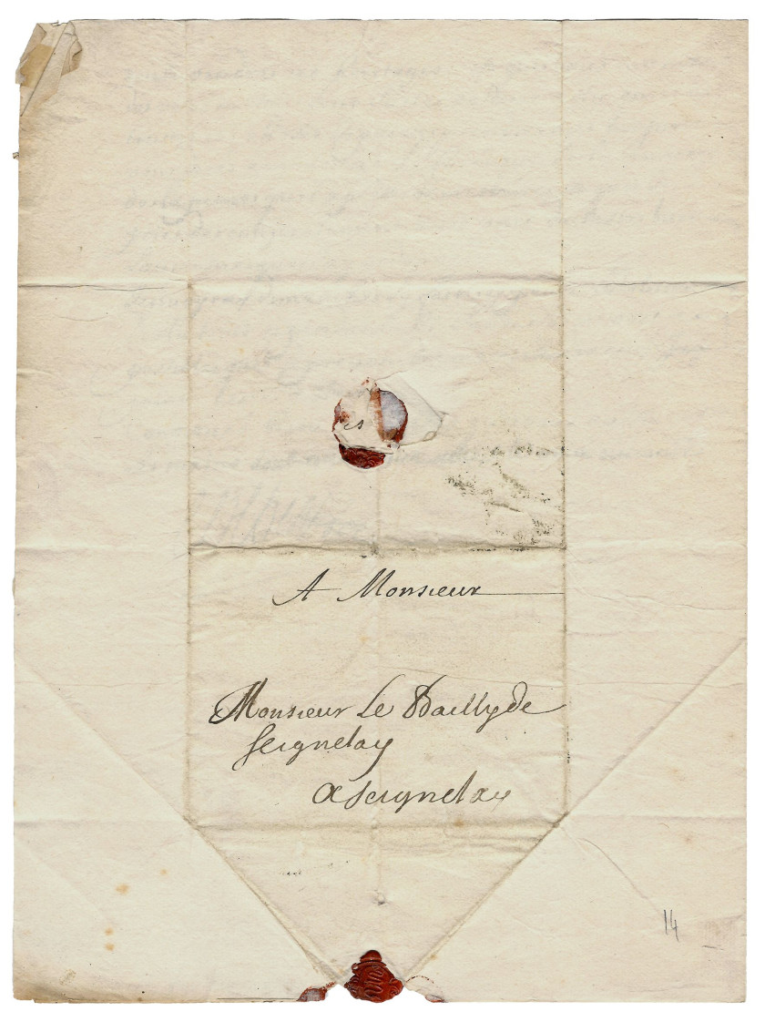 COLBERT (Jean-Baptiste) Lettre signée au bailli de Seignelay.  Paris, 26 mai 1657.