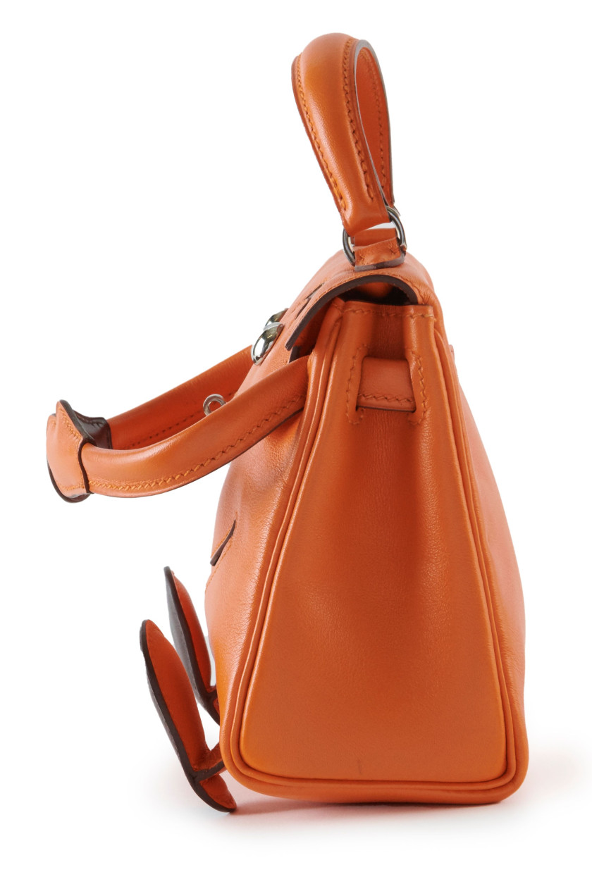 HERMES  "Quelle Idole"  Mini sac KELLY orange  H 12 cm x L 16 cm