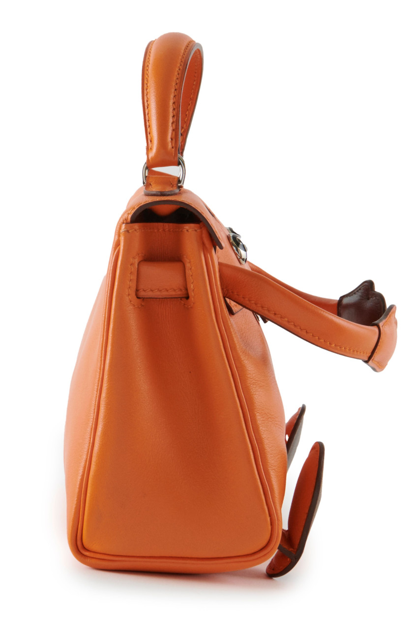 HERMES  "Quelle Idole"  Mini sac KELLY orange  H 12 cm x L 16 cm