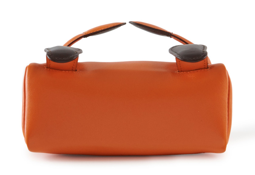 HERMES  "Quelle Idole"  Mini sac KELLY orange  H 12 cm x L 16 cm