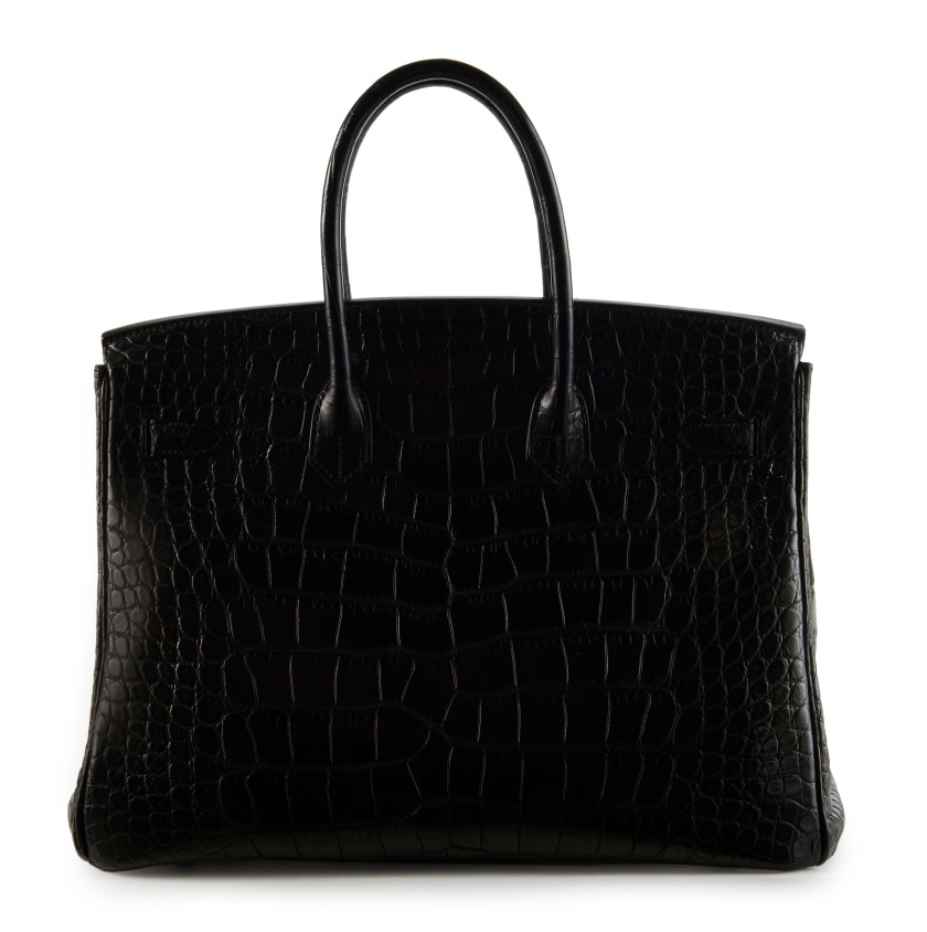 HERMÈS Édition Limitée 2010  Sac BIRKIN SO BLACK 35  Alligator mat noir (Alligator mississippiensis) II/B Garniture mé...