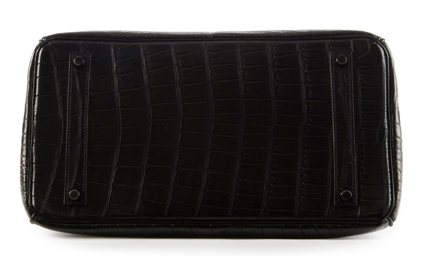 HERMÈS Édition Limitée 2010  Sac BIRKIN SO BLACK 35  Alligator mat noir (Alligator mississippiensis) II/B Garniture mé...