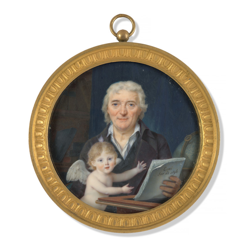 Louis-Marie SICARD, dit SICARDI Avignon, 1743 - Paris, 1825 Portrait de Dieudonné Thiébault et son petit fils Adolphe âgé de trois a...