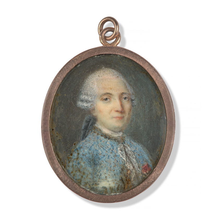 Antoine VESTIER Avallon, 1740 - Paris, 1824 Portrait de gentilhomme Miniature sur ivoire, de forme ovale