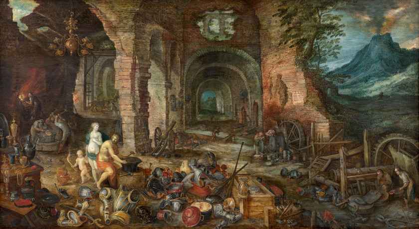 Ecole flamande du XVIIe siècle  Atelier de Jan Brueghel I avec la collaboration de Frans Francken II pour les figures  Allégorie du...