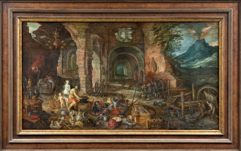 Ecole flamande du XVIIe siècle  Atelier de Jan Brueghel I avec la collaboration de Frans Francken II pour les figures  Allégorie du...