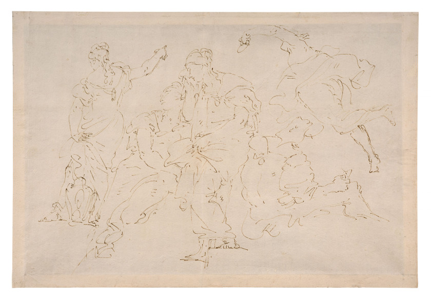 Giovanni Battista TIEPOLO Venise, 1696 - Madrid, 1770 Scène de l'histoire ancienne Plume et encre brune