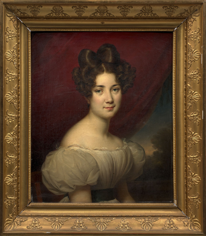 Paulin-Jean-Baptiste GUERIN Toulon, 1783 - Paris, 1855 Portrait de Marie-Antoinette-Camille Panon Desbassayns, vicomtesse Jurien Hui...