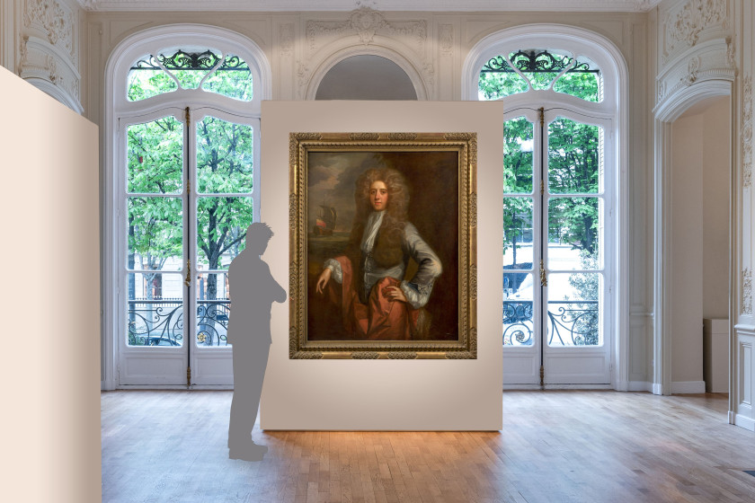 Ecole anglaise du XVIIe siècle Entourage de Godfried Kneller Portrait présumé de l'amiral Henshaw Huile sur toile