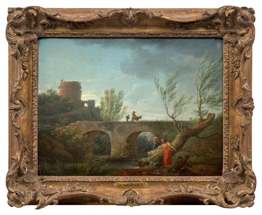 ¤ Joseph VERNET Avignon, 1714 - Paris, 1789 Paysage, effet de matinée Huile sur panneau