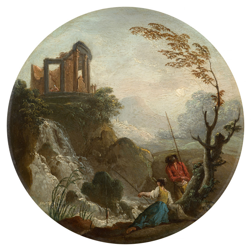 Charles-François LACROIX, dit LACROIX de MARSEILLE Marseille (?), vers 1700 - Berlin, 1782 Couple de pêcheurs au pied du temple de V...