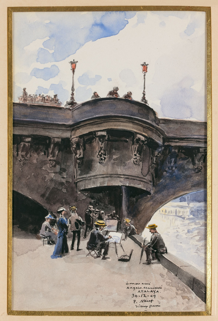 Enrique ATALAYA Murcie, 1851 - Paris, 1913 Vues du vieux Paris dédiées à Angelo Mariani Suites de 52 aquarelles