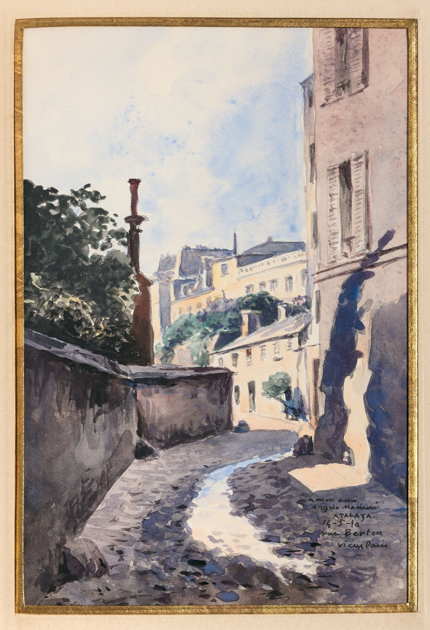 Enrique ATALAYA Murcie, 1851 - Paris, 1913 Vues du vieux Paris dédiées à Angelo Mariani Suites de 52 aquarelles