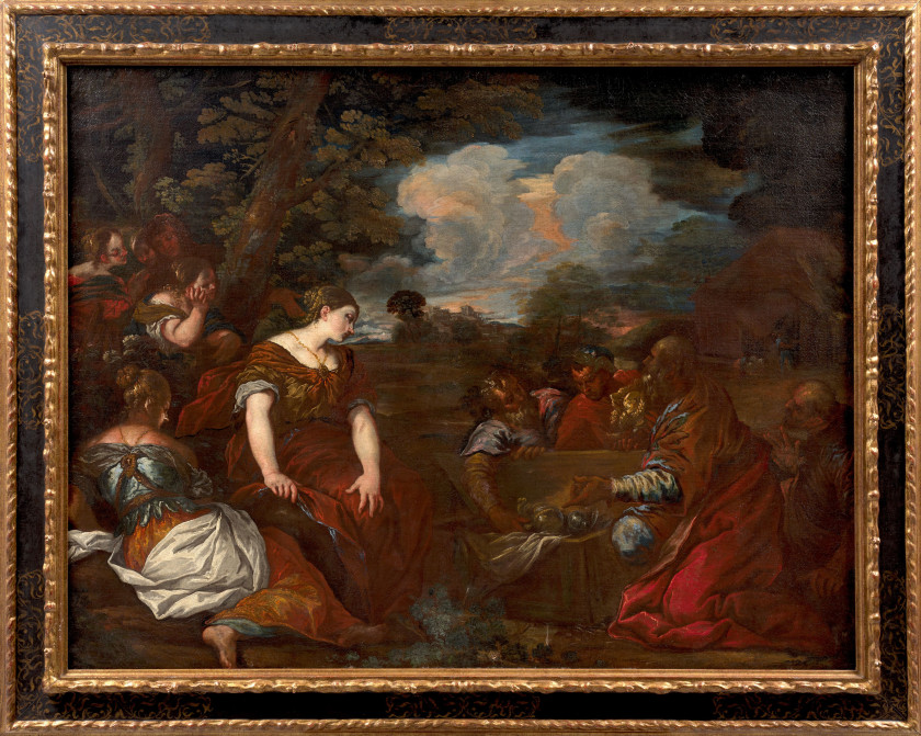 Attribué à Giovanni COLI et Filippo GHERARDI Lucques, 1643 - 1681 et Lucques, 1643 -1704 Moïse frappant le rocher et Rachel cherchan...