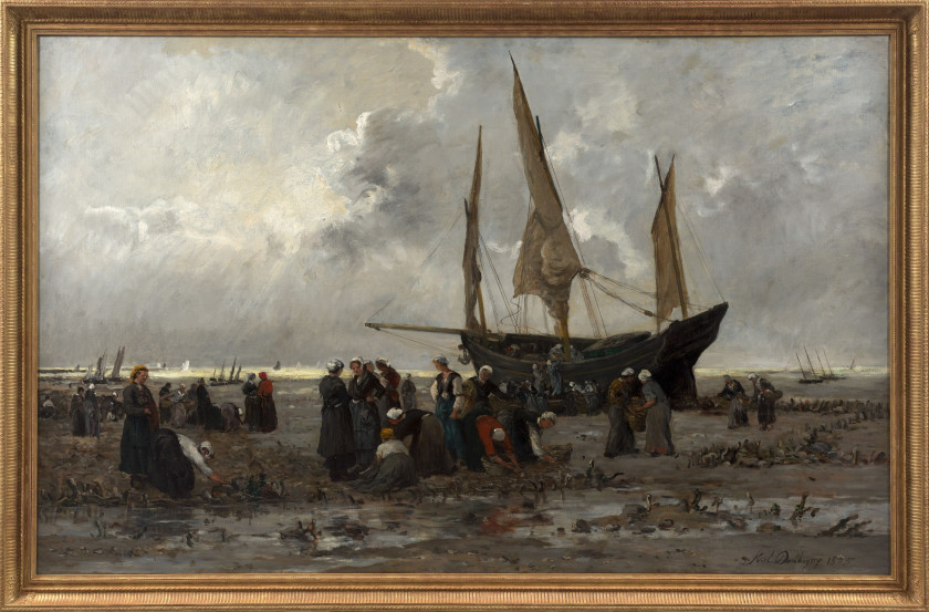 ¤ Karl DAUBIGNY Paris, 1846 - Auvers-sur-Oise, 1886 Embarquement des huîtres, à Cancale Huile sur toile (Toile d'origine)