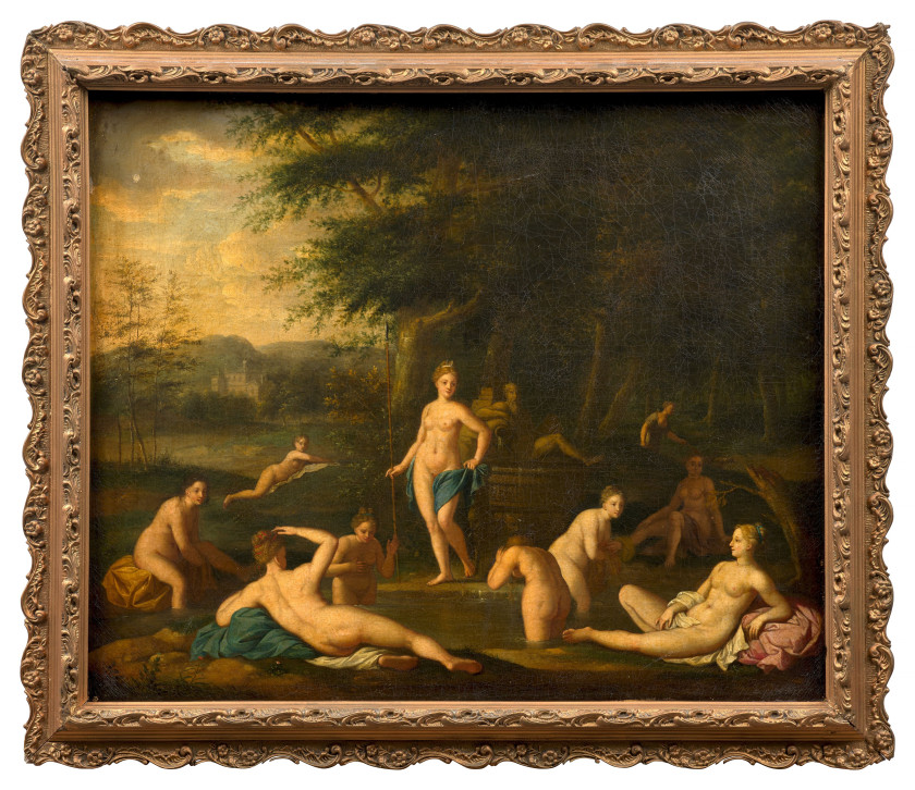 ¤ Attribué à Henry FERGUSON La Haye, 1665 - Toulouse, 1730 Diane découvrant la grossesse de Callisto Huile sur toile