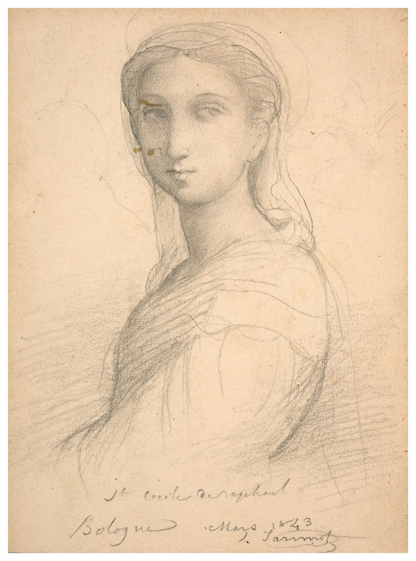 Louis JANMOT Lyon, 1814 - 1892 Etude d'après la figure de Marie-Madeleine, d'après Raphaël Crayon noir et estompe sur papier