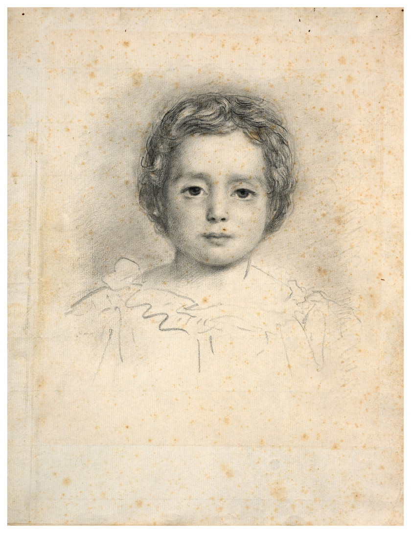 Louis JANMOT Lyon, 1814 - 1892 Portrait d'enfant Crayon noir et estompe sur papier