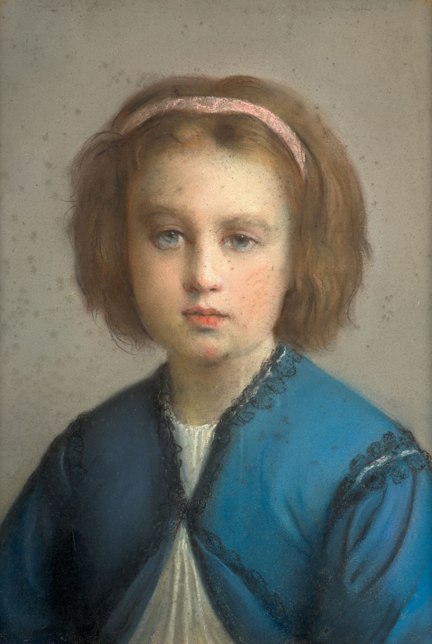 Louis JANMOT Lyon, 1814 - 1892 Portrait de Cécile, fille de l'artiste, à l'âge de 6 ans Pastel