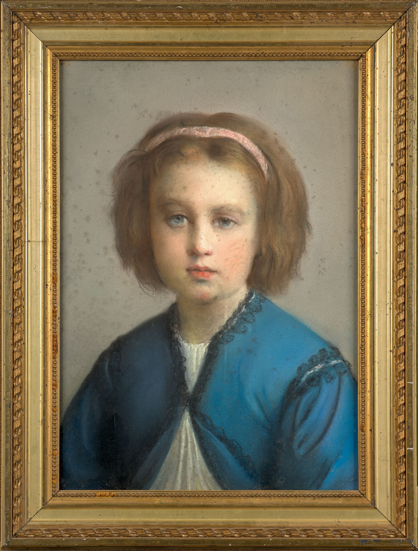 Louis JANMOT Lyon, 1814 - 1892 Portrait de Cécile, fille de l'artiste, à l'âge de 6 ans Pastel