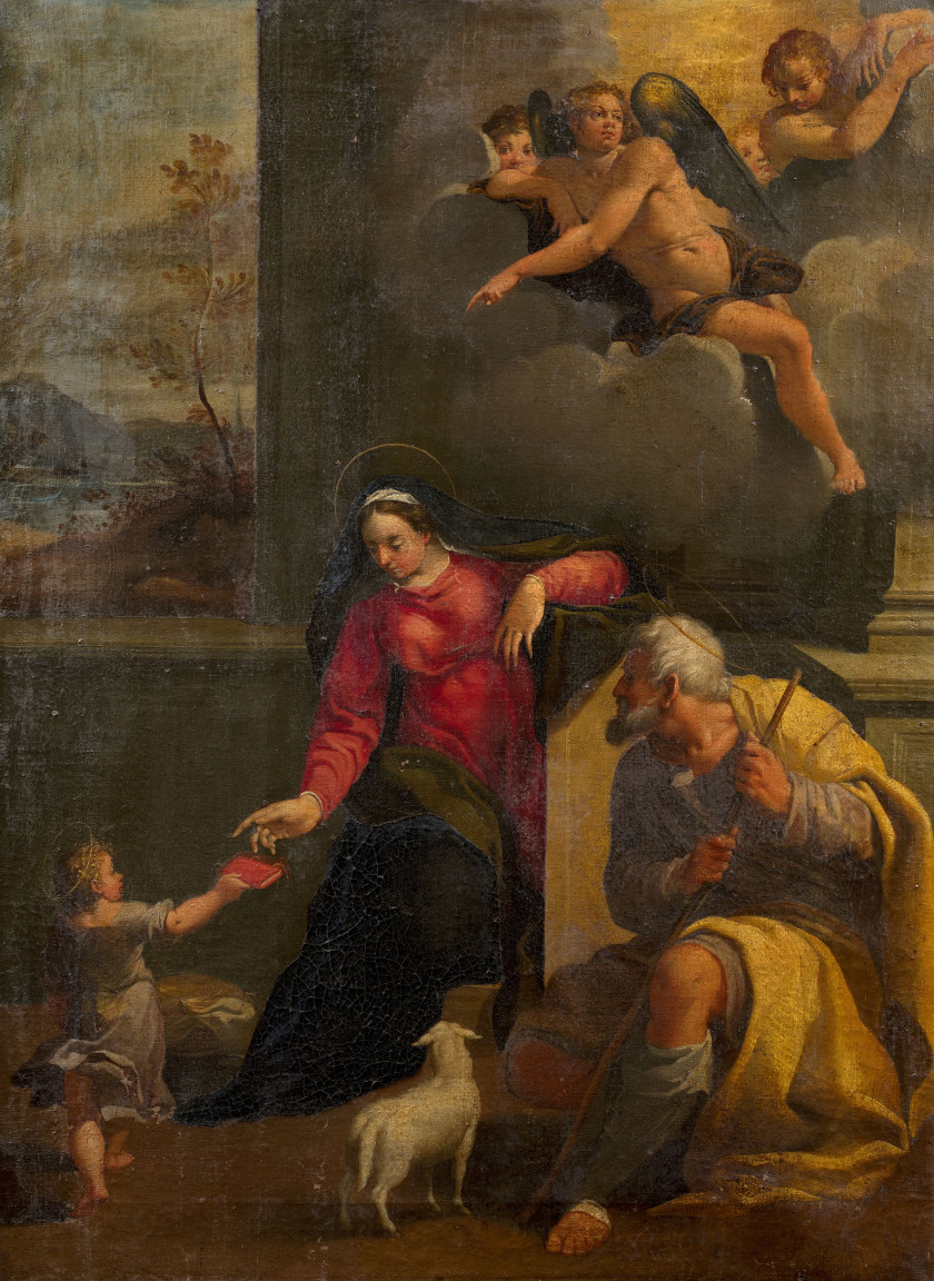 Carlo BONONI Ferrare, 1569 - 1632 La Sainte Famille Toile d'origine