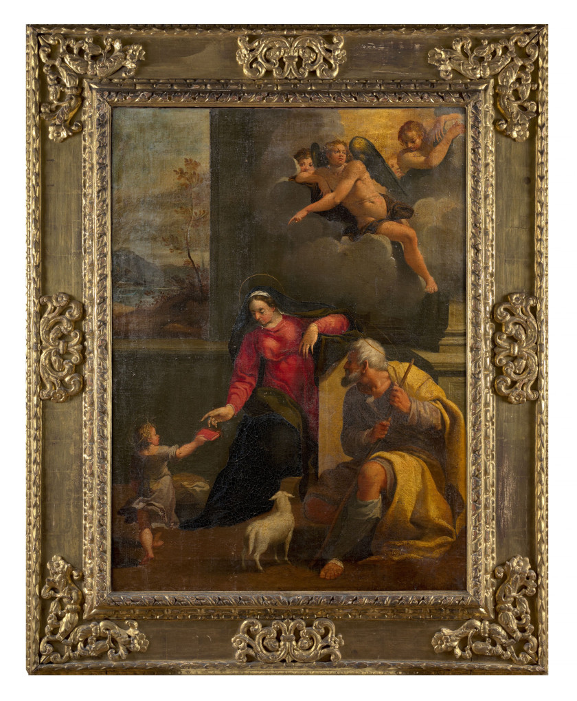 Carlo BONONI Ferrare, 1569 - 1632 La Sainte Famille Toile d'origine