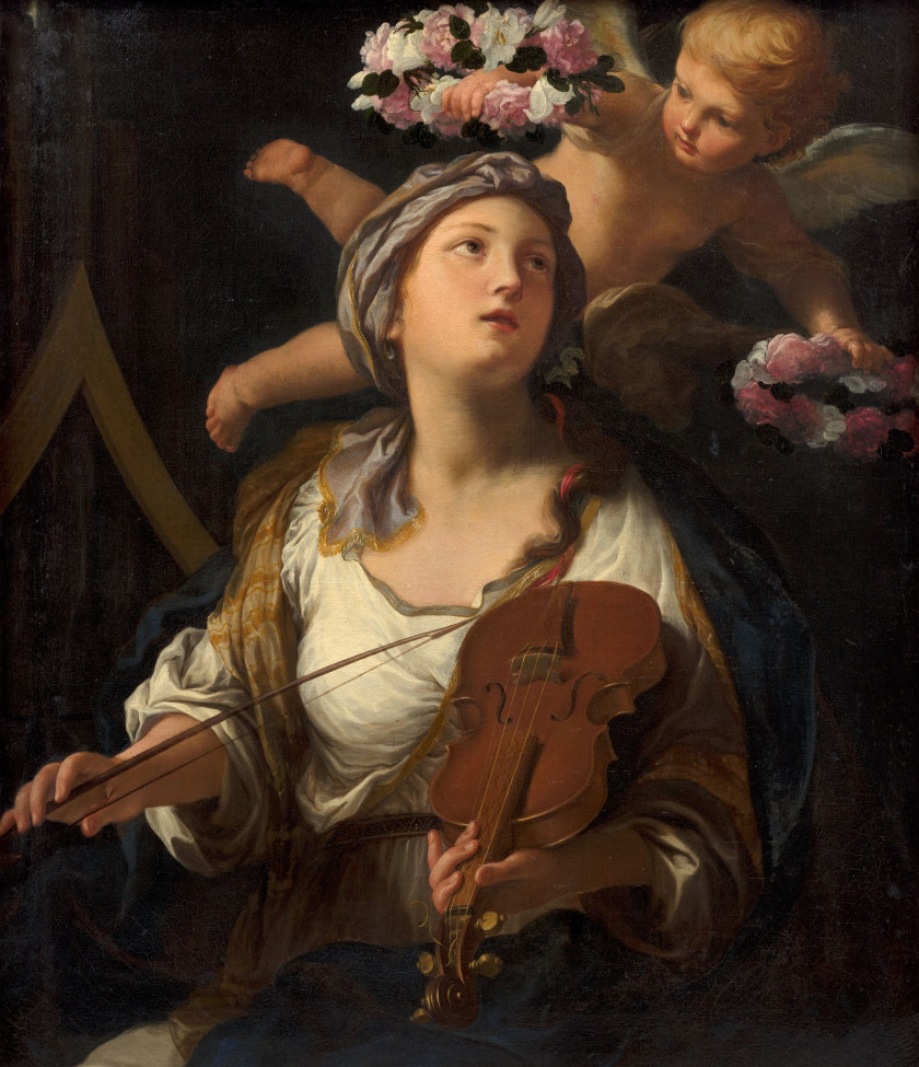 Elisabetta SIRANI Bologne, 1638 - 1665 Sainte Cécile Huile sur toile