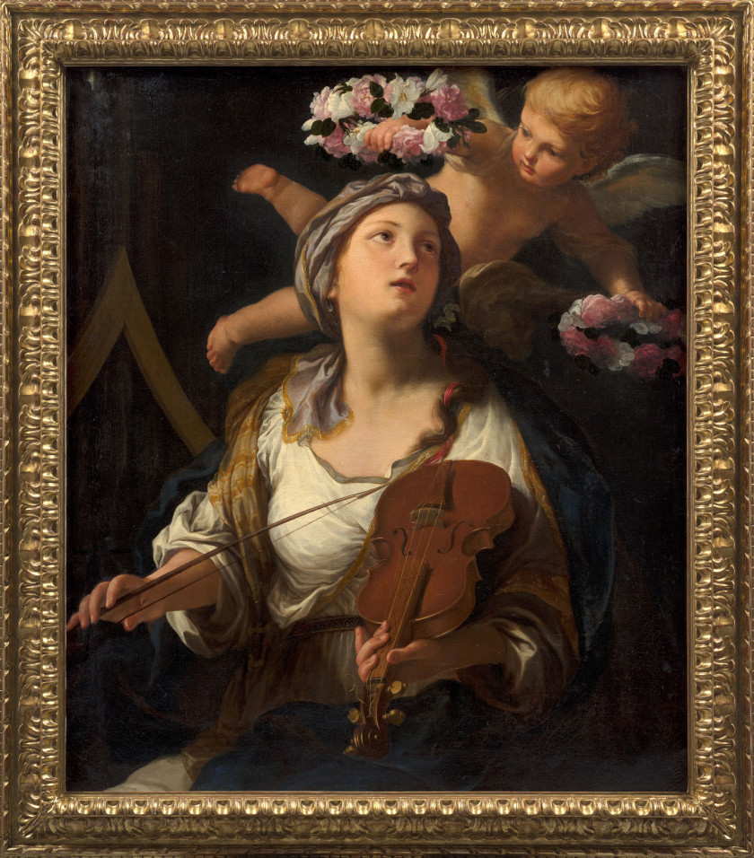 Elisabetta SIRANI Bologne, 1638 - 1665 Sainte Cécile Huile sur toile