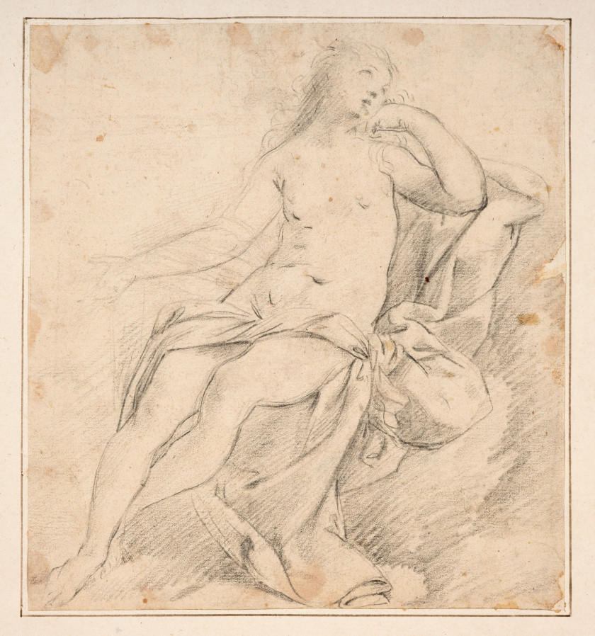 Giovanni Gioseffo dal SOLE Bologne, 1654 - 1719 Etude pour 'Le Rêve de Didon' Crayon noir