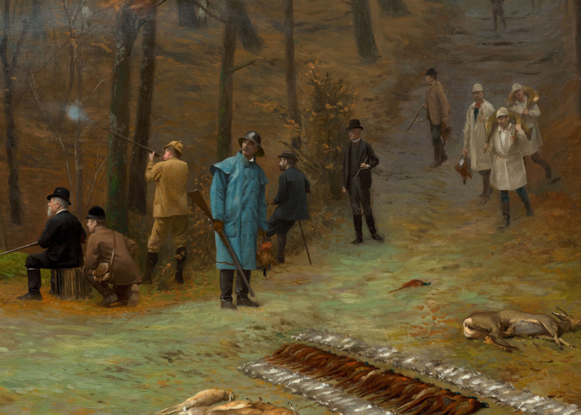 Jean-Léon GÉRÔME Vesoul, 1824 - Paris, 1904 Scène de chasse dans la forêt de Meudon dit La Chasse Rothschild Huile sur toile (Toile...