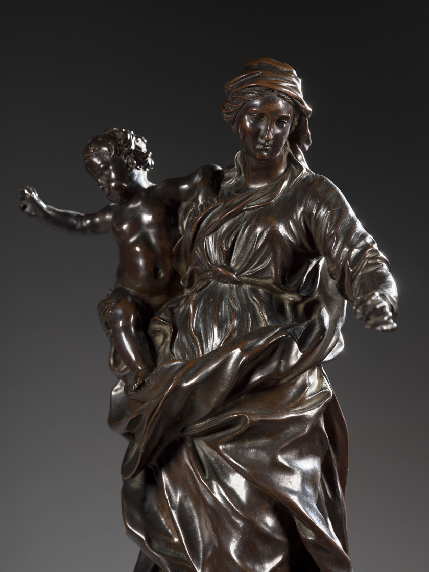 Alessandro ALGARDI, dit L'ALGARDE Bologne, 1598 - Rome, 1654 Vierge à l'enfant Bronze à patine brun nuancé