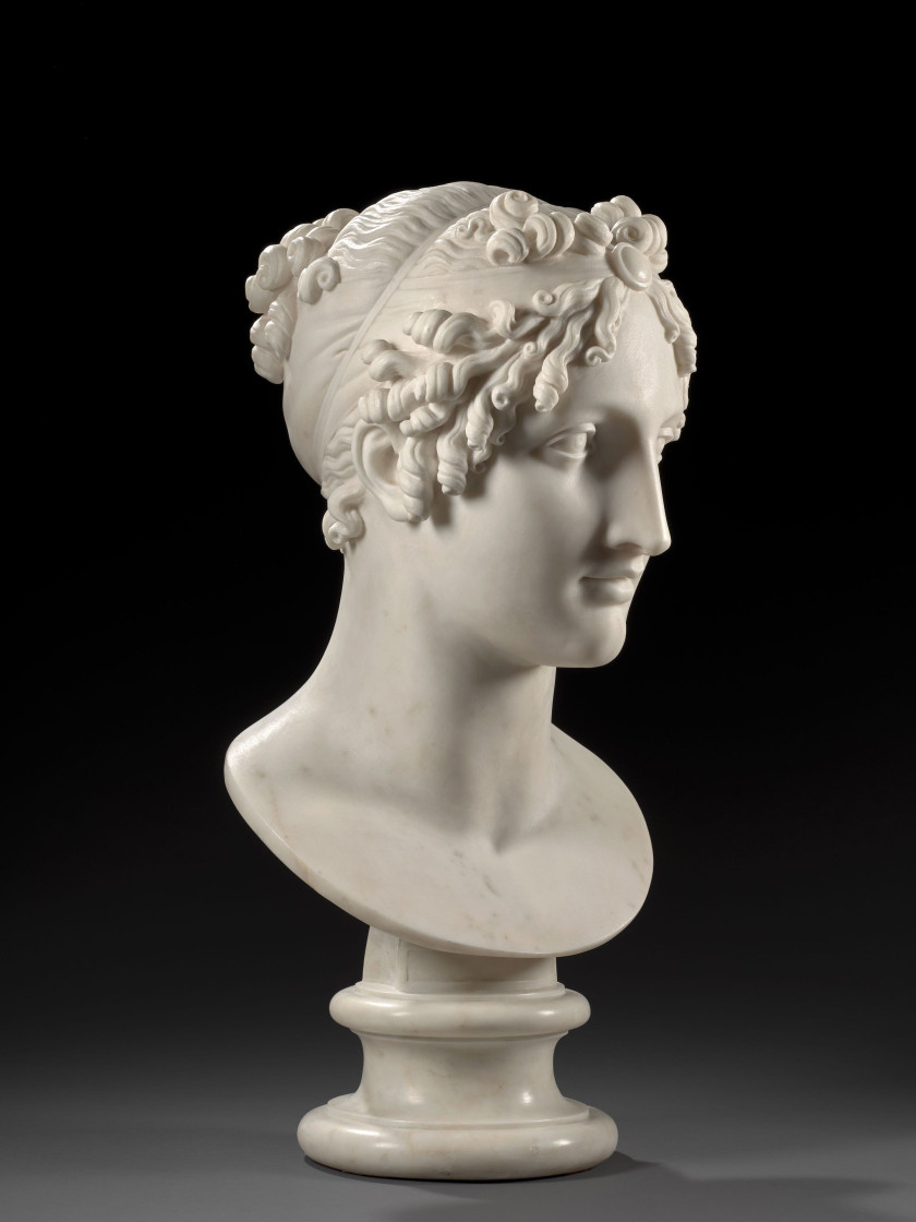 Antonio CANOVA Possagno, 1757 – Venise, 1822 Tête de Calliope ou Portrait présumé de Marie-Louise de Habsbourg, Impératrice des Fran...